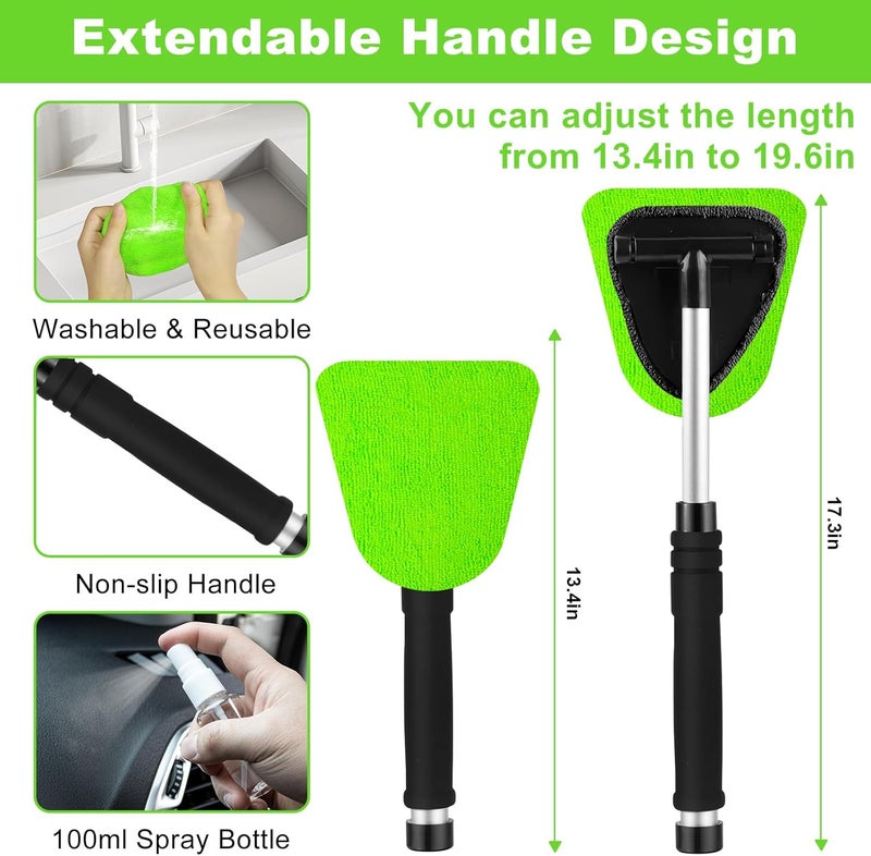 Viewsun Green Windshield Cleaner Tool, 17Pcs Car Interior Cleaning Kit, Detailing Kit Interior Cleaner, Car Detailing Brushes, Cleaning Gel, Inside Cleaning Accessories for Trucks, SUVs, RVs Window - Image 3